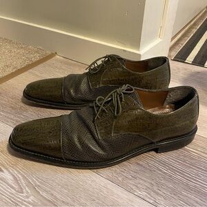 Stacy Adams Green Printed Leather Oxford Brogue Dress Shoes Formal Size 13